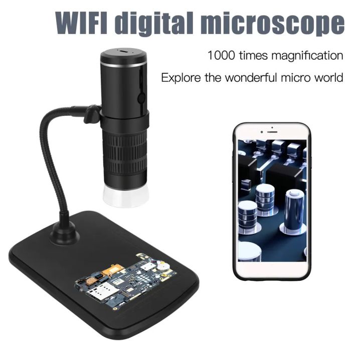 Микроскоп цифровой портативный F210 / кратность 1000X / HD 1080P / Wi-FI / Android IOS / подсветка