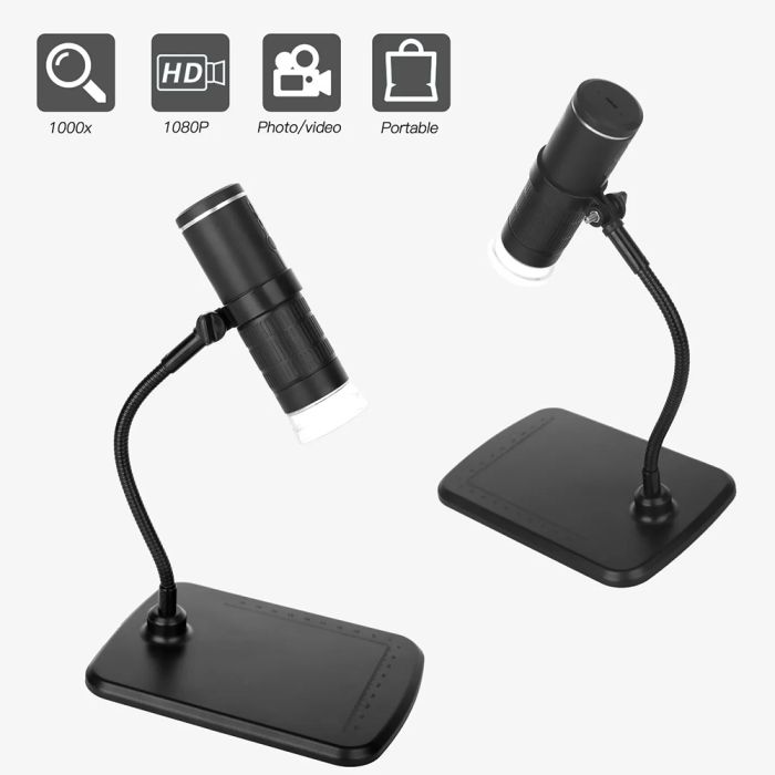 Микроскоп цифровой портативный F210 / кратность 1000X / HD 1080P / Wi-FI / Android IOS / подсветка