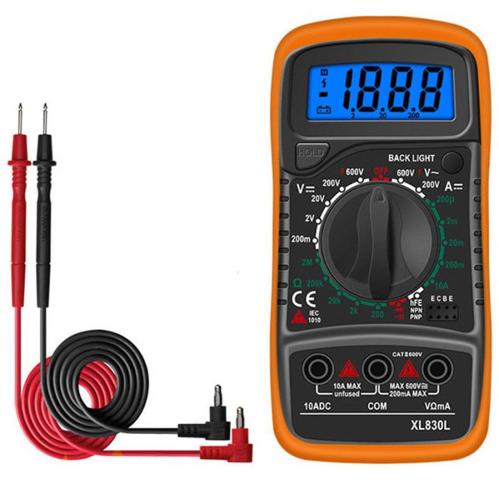 Мультиметр цифровой тестер XL830L / 600V DC-10A / функция Hold / подсветка