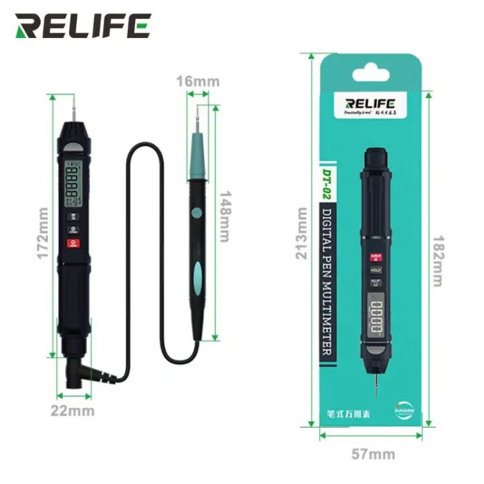 Мультиметр ручка Relife DT-02 / АВТО режим / True RMS / дисплей / фонарик / компактный