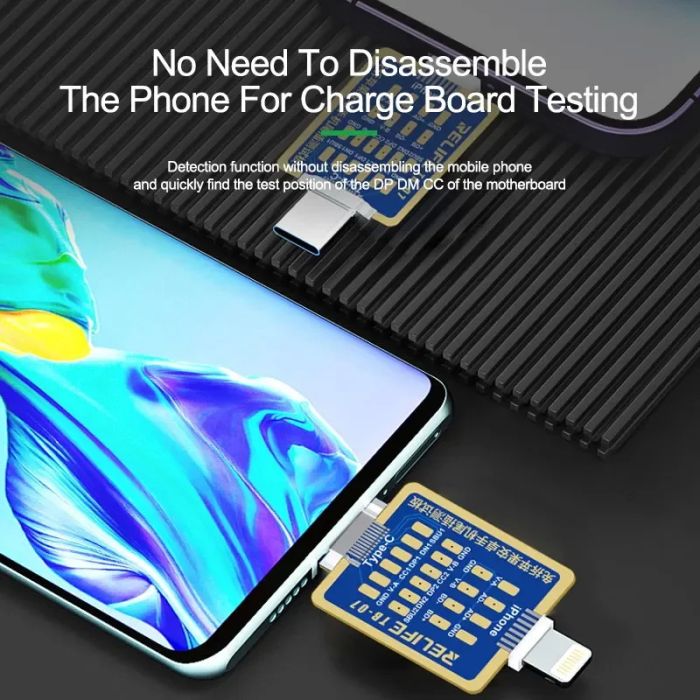 Тестовая плата 2 в 1 RELIFE TB-07 для проверки контактов разъема iPhone Lightning / Android Type-C