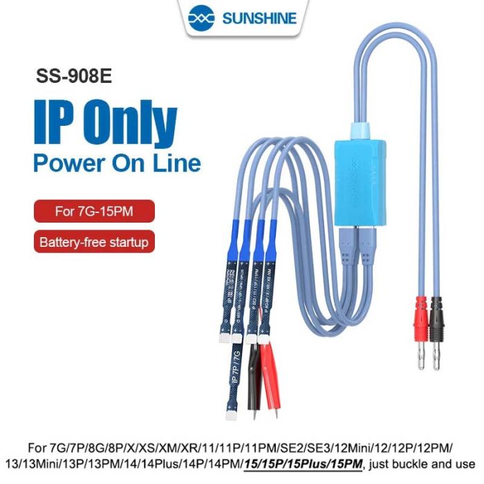 Кабели для блоков питания Sunshine SS-908E с разъемами для подключения плат iPhone 7 - 15 / Pro / Plus / Max