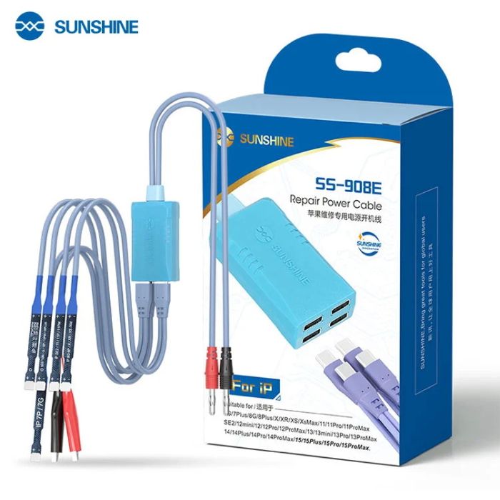 Кабели для блоков питания Sunshine SS-908E с разъемами для подключения плат iPhone 7 - 15 / Pro / Plus / Max