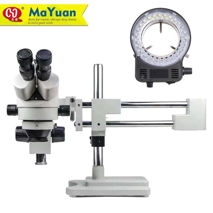 Микроскоп тринокулярный MaYuan MY-L2745 / двойной кронштейн / LED подсветка / кратность 45X