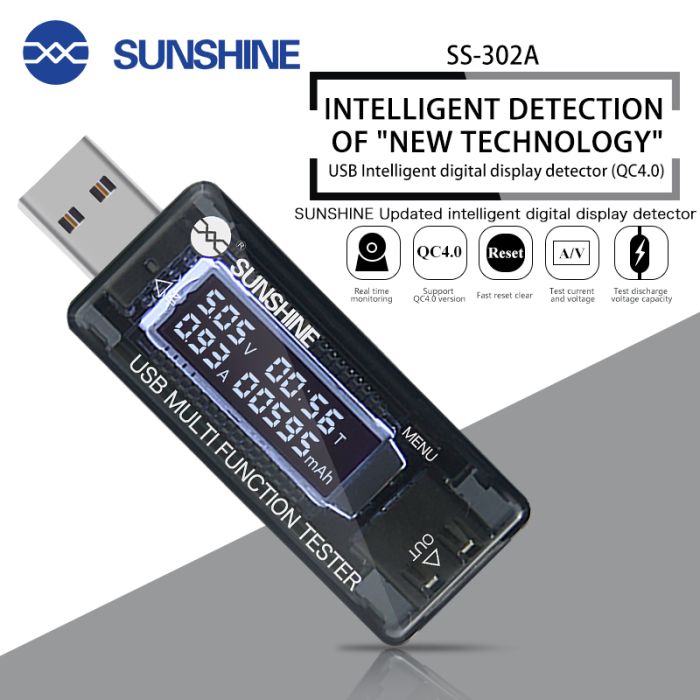 Багатофункціональний USB тестер Sunshine SS-302A QC4.0 / 2.8-30V / 5A
