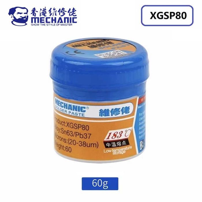 Паяльна паста BGA Mechanic XGSP80 / Sn 63%, Pb 37% / 183°C / 60 г