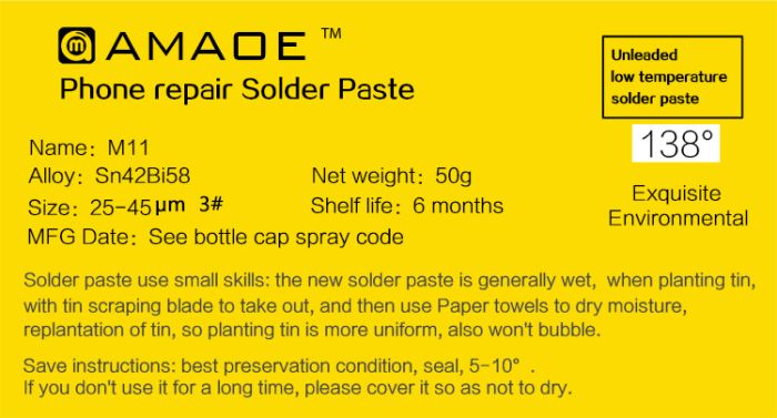 Паяльная паста BGA Amaoe M11 138 ° C (50g)