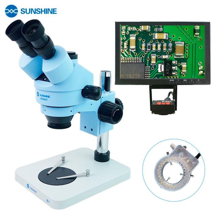 Тринокулярный микроскоп Sunshine SZM45T-B1-1600S / камера 16 Mpx /  HD дисплей 10'' 1080P / подсветка