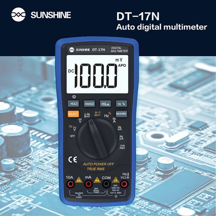 Мультиметр цифровий Sunshine DT-17N V2.0 / АВТО режим / True RMS / автовимкнення / підсвітка