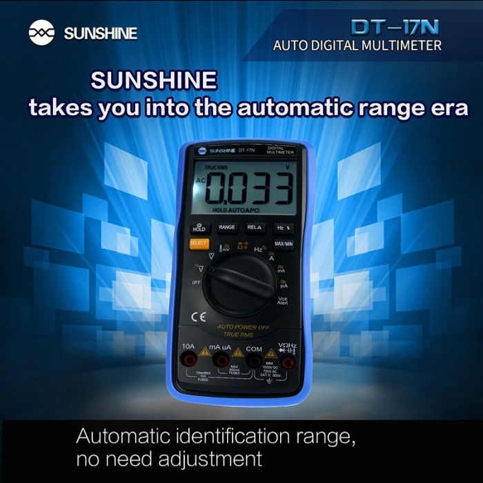 Мультиметр цифровий Sunshine DT-17N V2.0 / АВТО режим / True RMS / автовимкнення / підсвітка