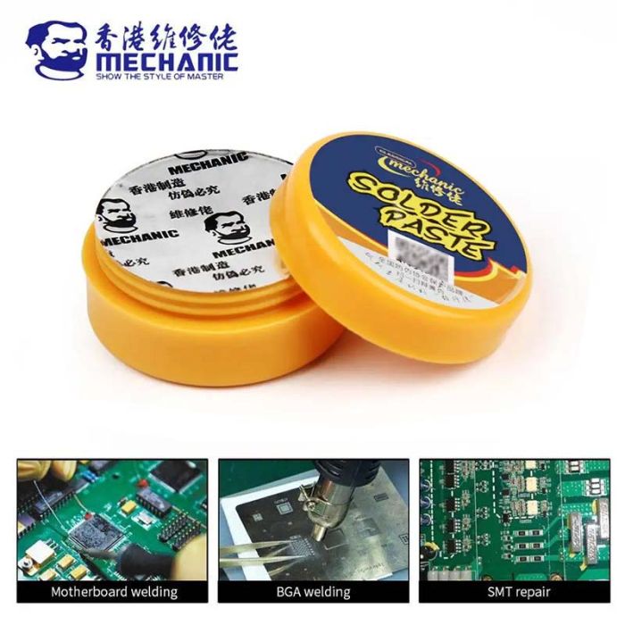 Паяльная паста BGA Mechanic V3S35 бессвинцовая Sn 99% Ag 0.3% Cu 0.7% / IPX5 / 217°C / 20г