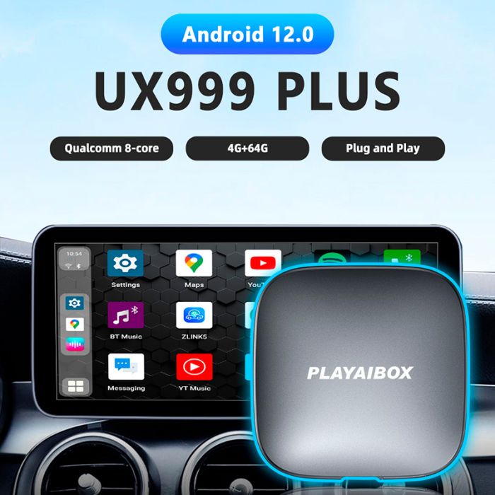 Автомобильный CarPlay Mini Box UX-999 Plus / 64 ГБ / Android 12