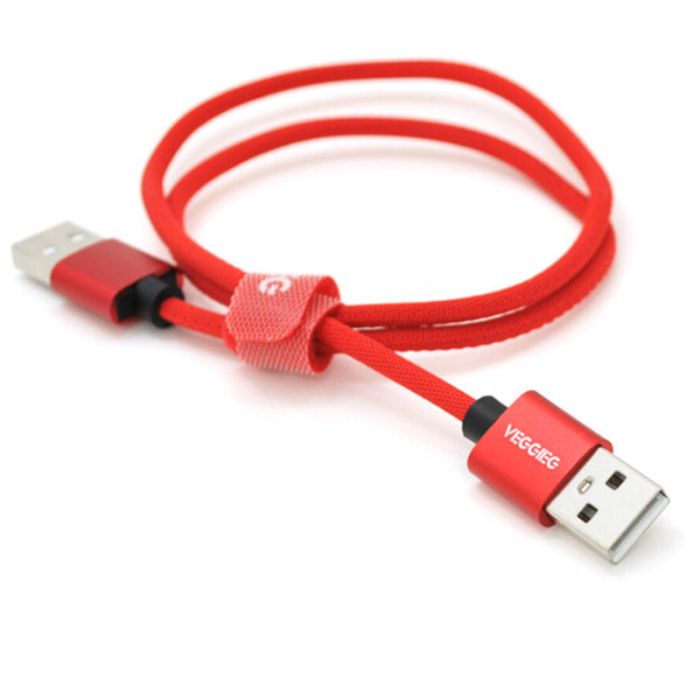 Кабель VEGGIEG UA-0.5, USB 2.0 AM/AM, 0.5m, Red