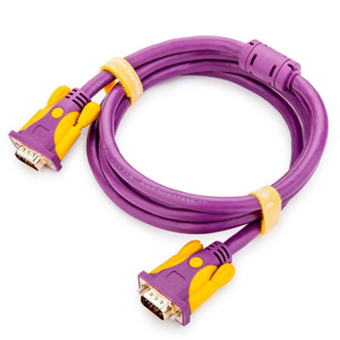 Кабель JH-VGA39 VGA 3+9, 1,5m, male to male (папа-папа), 1 феррит, purple, Пакет