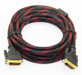 Кабель Dvi-Dvi 1.5m, 2 ферита, оплетка, Black/Red, 24/24pin