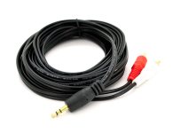 Кабель DC3.5 (тато) => 2xRCA (тато), GOLD Jack, CU, Stereo, круглий, Black, Premium 1,8 м
