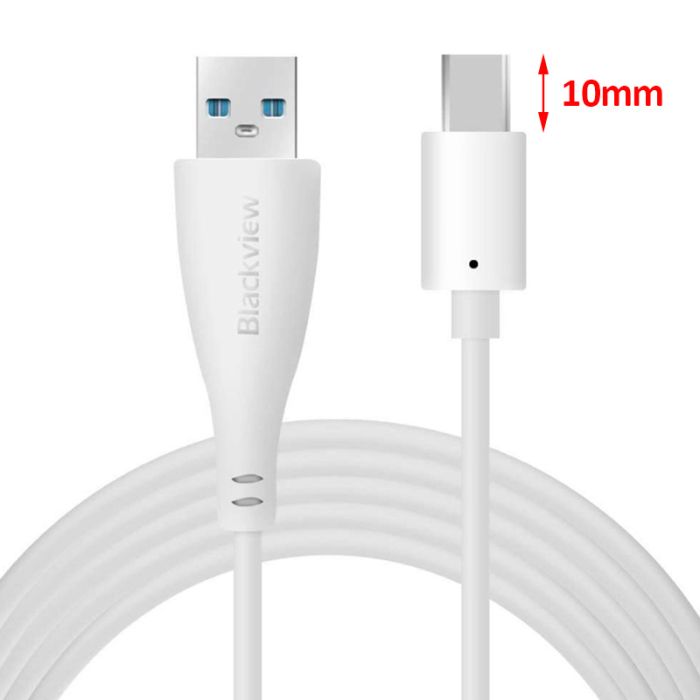 Кабель Type-C з подовженим роз'ємом Blackview / довжина конектора 10мм / White