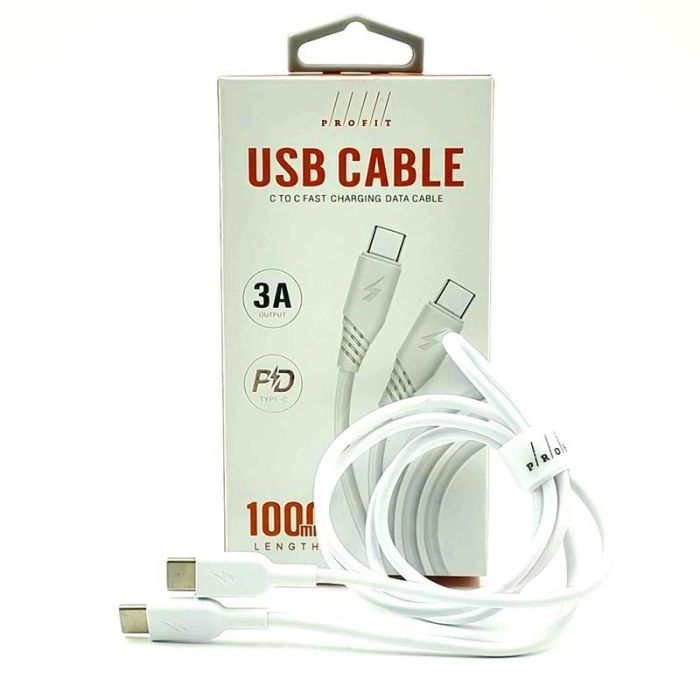 Кабель Profit QY-81 Type-C to Type-C 1m PD3A White