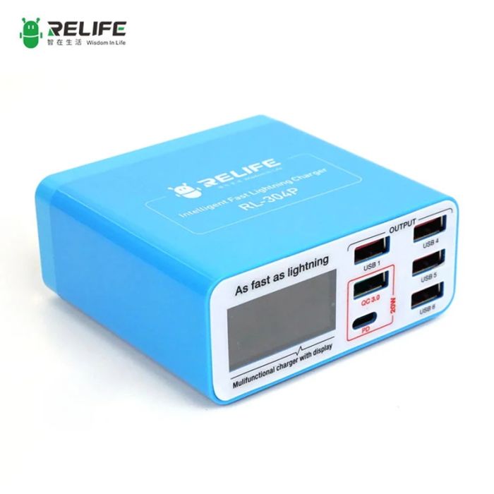 Быстрое зарядное устройство RELIFE RL-304P / 4xUSB / 1xType-C PD3.0 /  1xUSB QC 3.0 / 40W