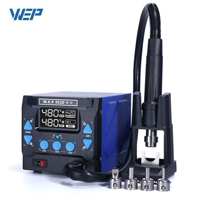 Термовоздушная паяльная станция WEP 993DM-IV фен / 1000 Вт / 100-500°С / 120 л/мин / сменные насадки