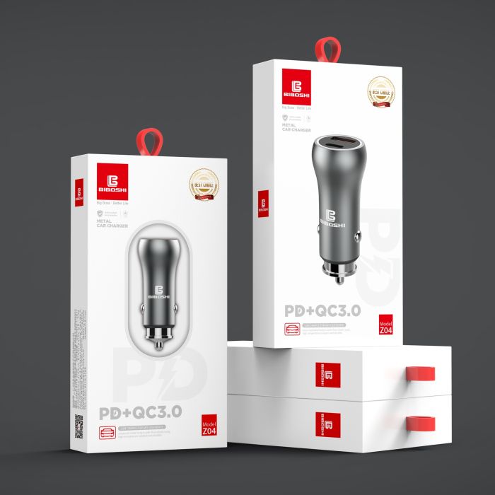 Автомобільний зарядний пристрій Biboshi Z04 1 USB 1 Type-C PD-20W silver