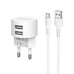 Сетевое зарядное устройство Borofone BA23A 2 USB 2.4A Type-C белое