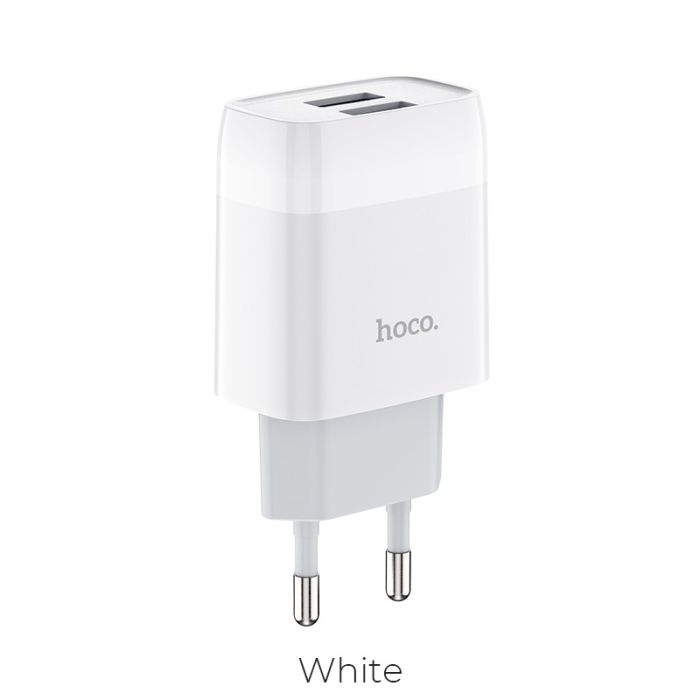 Мережевий зарядний пристрій Hoco C73A 2 USB 2.4A білий