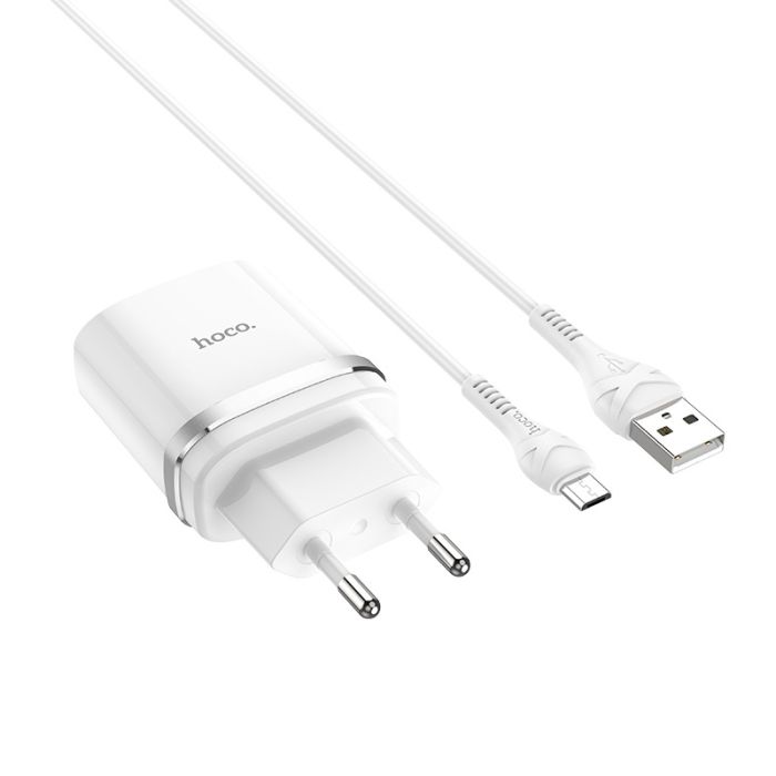 Мережевий зарядний пристрій Hoco C12Q 1 USB 3A QC3.0 Micro білий