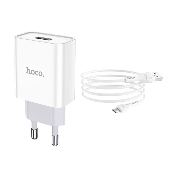 Мережевий зарядний пристрій Hoco C81A 1 USB 2.1A Micro білий