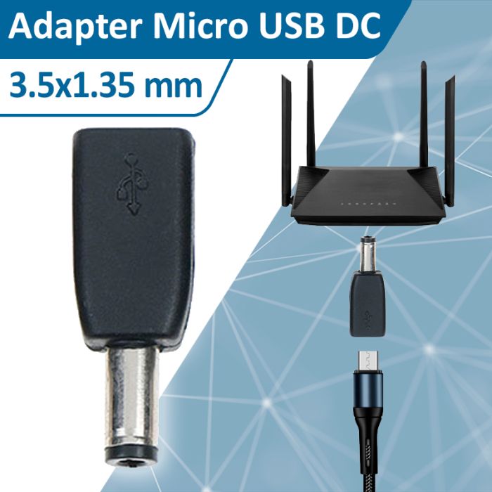 Адаптер MicroUSB DC 3,5 x 1,35 мм для питания роутера