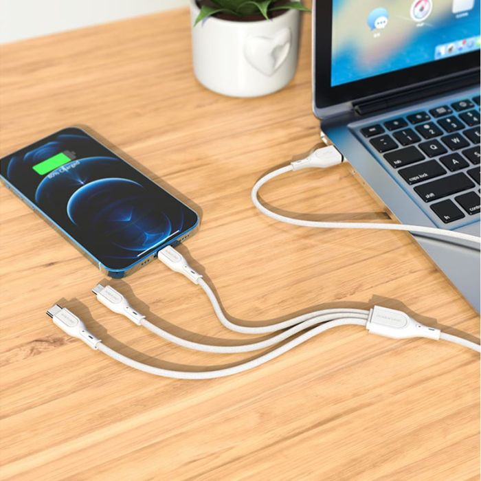 USB кабель Borofone BX66 3 в 1 Lightning/ Micro-USB/ Type-C 2A 1m белый