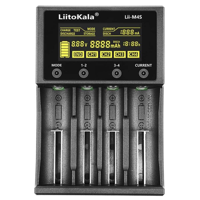 Інтелектуальний зарядний пристрій LiitoKala Lii-M4S для 18650, AA, AAA Li-Ion, Ni-MH/Cd + PowerBank