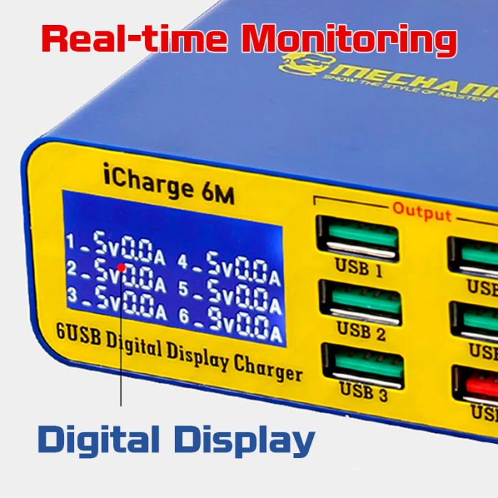 Быстрое зарядное устройство Mechanic iCharge 6M 3.5A / 5xUSB / 1xUSB QC3.0 / 40W