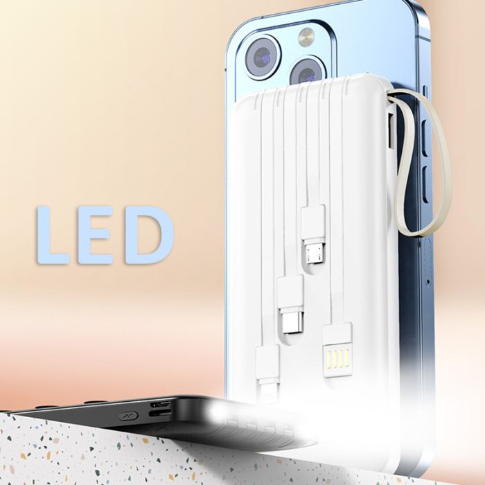 Power Bank VNpower K305 10000 mAh + кабель 4в1 USB/Micro/Type-C/Lightning/Фонарик Green