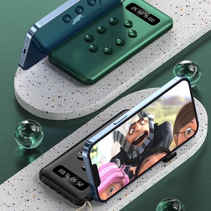 Power Bank VNpower K305 10000 mAh + кабель 4в1 USB/Micro/Type-C/Lightning/Фонарик Green