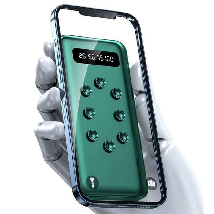 Power Bank VNpower K305 10000 mAh + кабель 4в1 USB/Micro/Type-C/Lightning/Фонарик Green