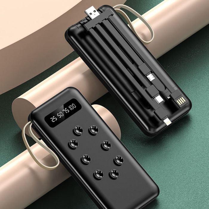 Power Bank VNpower K305 10000 mAh + кабель 4в1 USB/Micro/Type-C/Lightning/Ліхтарик Black