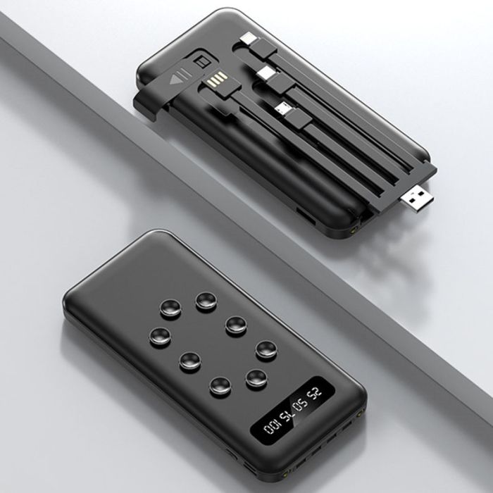 Power Bank VNpower K305 10000 mAh + кабель 4в1 USB/Micro/Type-C/Lightning/Ліхтарик Black