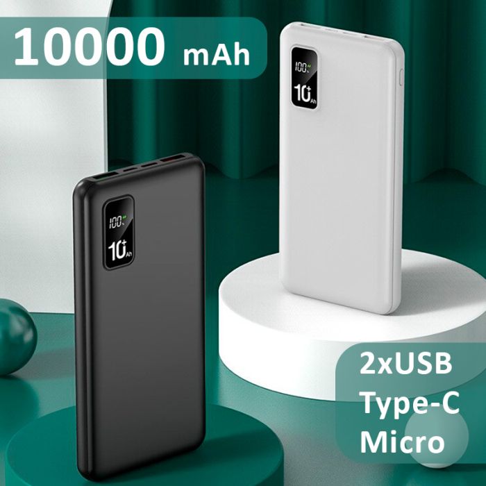 Power bank XIYT YZB0221 10000 mAh 2xUSB/Micro/Type-C White
