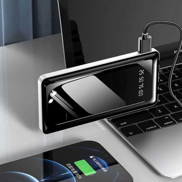 Power bank XIYT YZB0815 10000 mAh + кабель 4в1 USB / Micro / Type-C / Lightning / Ліхтарик White