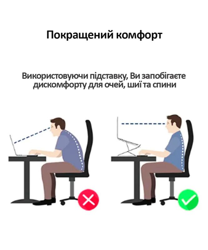 Підставка для ноутбука N3, складна, портативна, регулювання нахилу, ABS пластик White