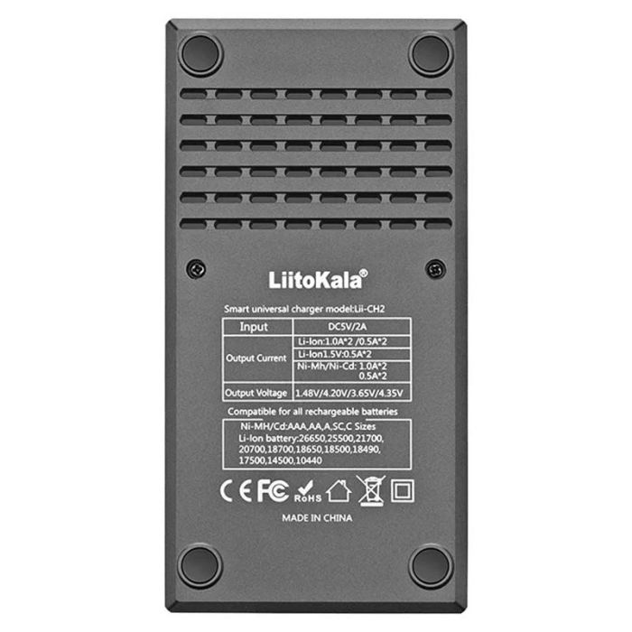 Інтелектуальний зарядний пристрій LiitoKala Lii-CH2 для 18650, AA, AAA Li-Ion, LiFePO4, Ni-MH-Cd