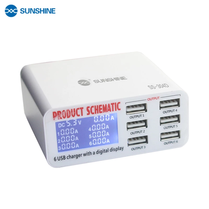 Швидкий зарядний пристрій Sunshine SS-304D 3.5A / 6xUSB / 30W