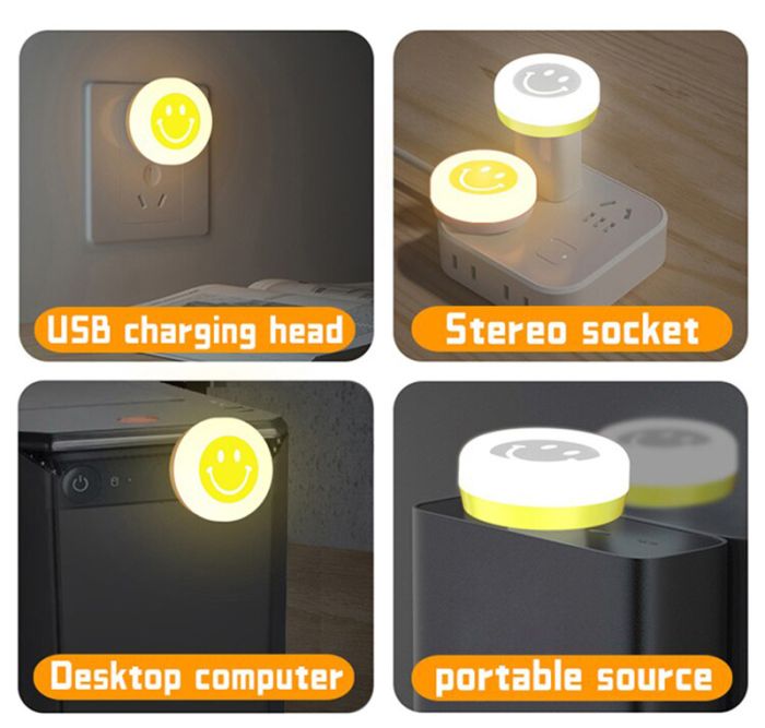 USB LED лампочка ночник смайлик в упаковке