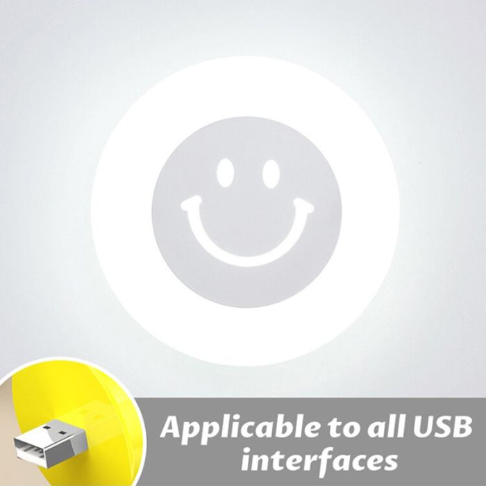 USB LED лампочка ночник смайлик в упаковке