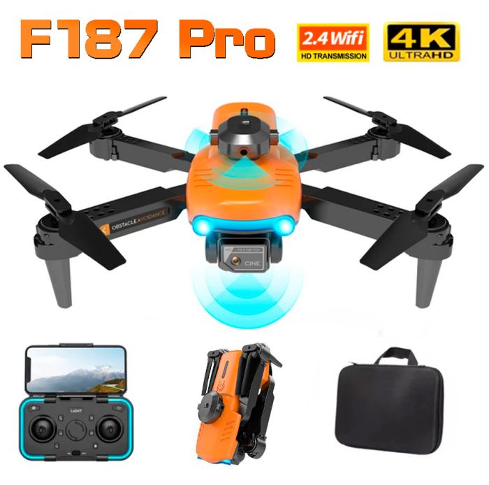 Квадрокоптер ZFR F187 Pro дрон / камера 4K HD / FPV / 50x zoom / оранжевый
