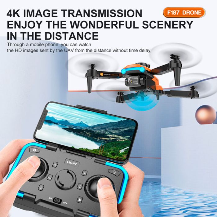 Квадрокоптер ZFR F187 Pro дрон / камера 4K HD / FPV / 50x zoom / оранжевый
