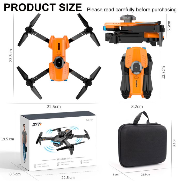 Квадрокоптер ZFR F187 Pro дрон / камера 4K HD / FPV / 50x zoom / оранжевый
