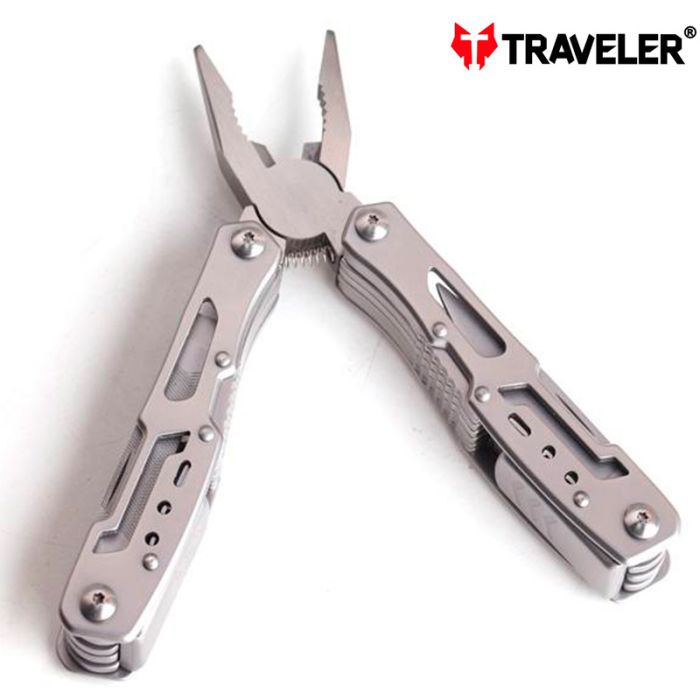 Мультитул складной Traveler MQ051G / 12 инструментов / для туризма / рыбалки / вело / с чехлом