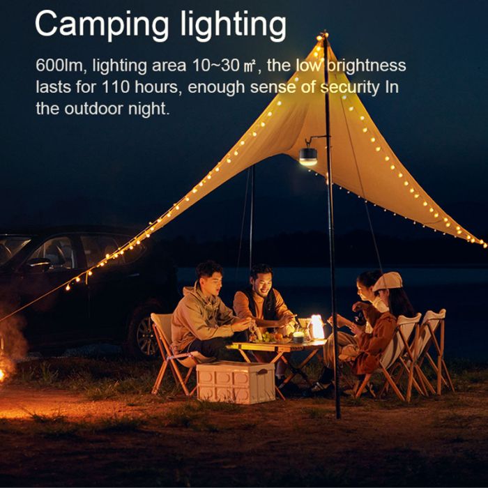 Фонарь кемпинговый Camping Light M0 + Powerbank 3600 mAh / 13 режимов / магнит / крючок / IP65 / 5W / Type-C